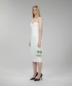 Self-portrait The Bow Mini In Pistachio With Diamanté