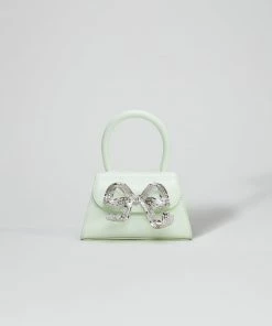 Self-portrait The Bow Micro In Pistachio With Diamanté NEW ARRIVALS