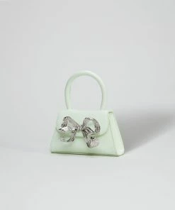 Self-portrait The Bow Micro In Pistachio With Diamanté NEW ARRIVALS