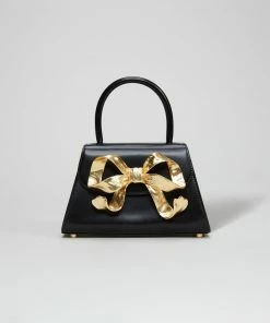 Self-portrait The Bow Mini In Black With Gold Hardware NEW ARRIVALS