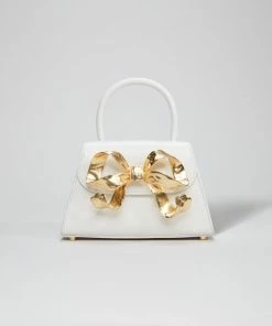 Self-portrait The Bow Mini In White With Gold Hardware