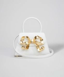 Self-portrait The Bow Mini In White With Gold Hardware