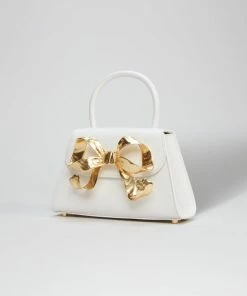 Self-portrait The Bow Mini In White With Gold Hardware