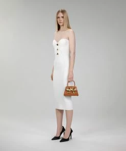 Self-portrait NEW ARRIVALS The Bow Mini In Tan With Gold Hardware