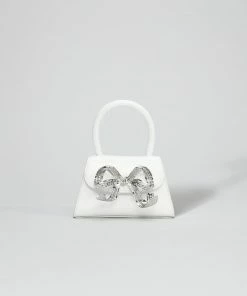 Self-portrait The Bow Micro In White With Diamanté NEW ARRIVALS