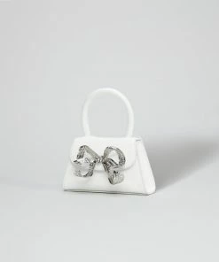 Self-portrait The Bow Micro In White With Diamanté NEW ARRIVALS