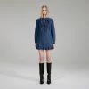Self-portrait NEW ARRIVALS Dark Wash Denim Ruffle Dress