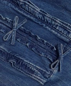 Self-portrait NEW ARRIVALS Dark Wash Denim Ruffle Dress