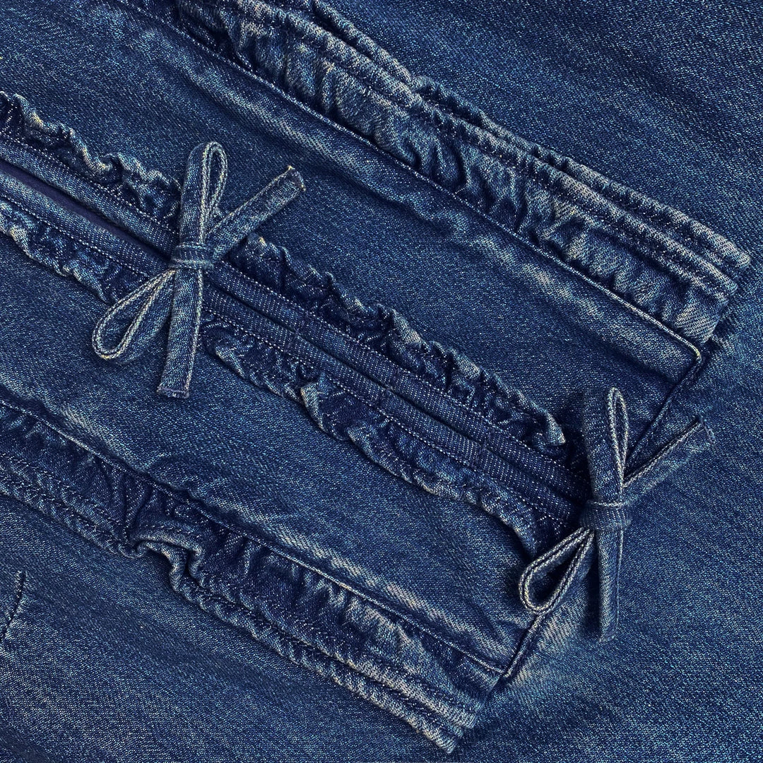 Self-portrait NEW ARRIVALS Dark Wash Denim Ruffle Dress