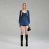 Self-portrait Dark Wash Denim Bow Playsuit NEW ARRIVALS