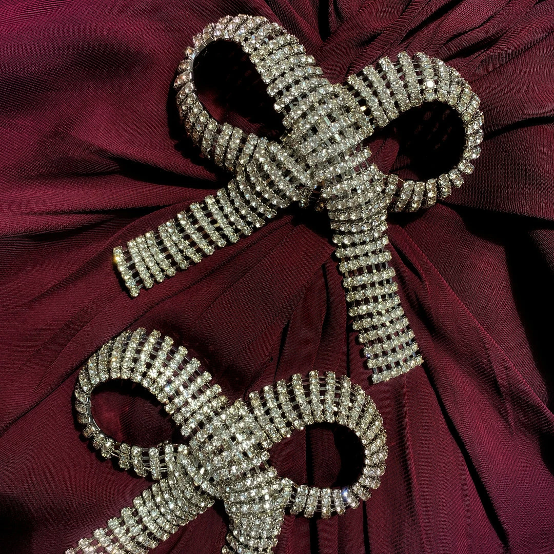 Self-portrait NEW ARRIVALS Burgundy Midi Stretch Crepe Dress