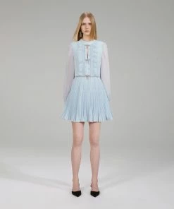 Self-portrait Mini Pleated Dress
