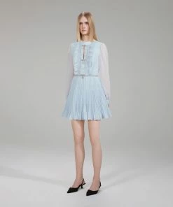 Self-portrait Mini Pleated Dress