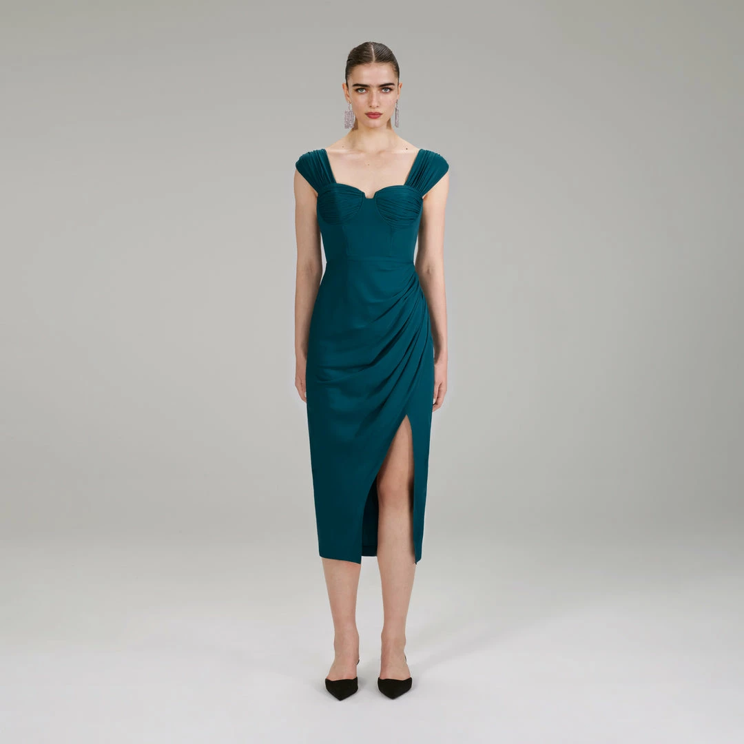 Self-portrait Midi Stretch Crepe Wrap Dress NEW ARRIVALS