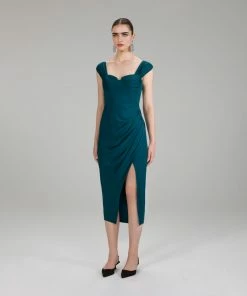 Self-portrait Midi Stretch Crepe Wrap Dress NEW ARRIVALS