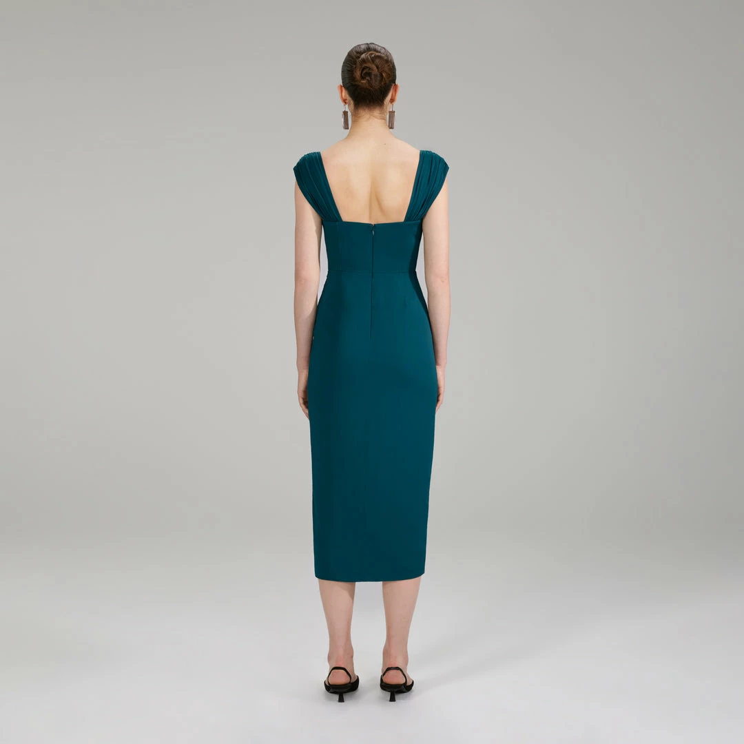 Self-portrait Midi Stretch Crepe Wrap Dress NEW ARRIVALS