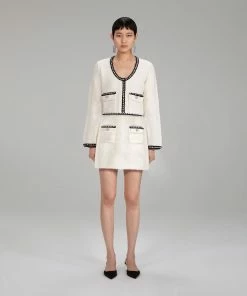 Self-portrait White Knit Mini Skirt