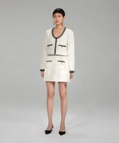 Self-portrait White Knit Mini Skirt