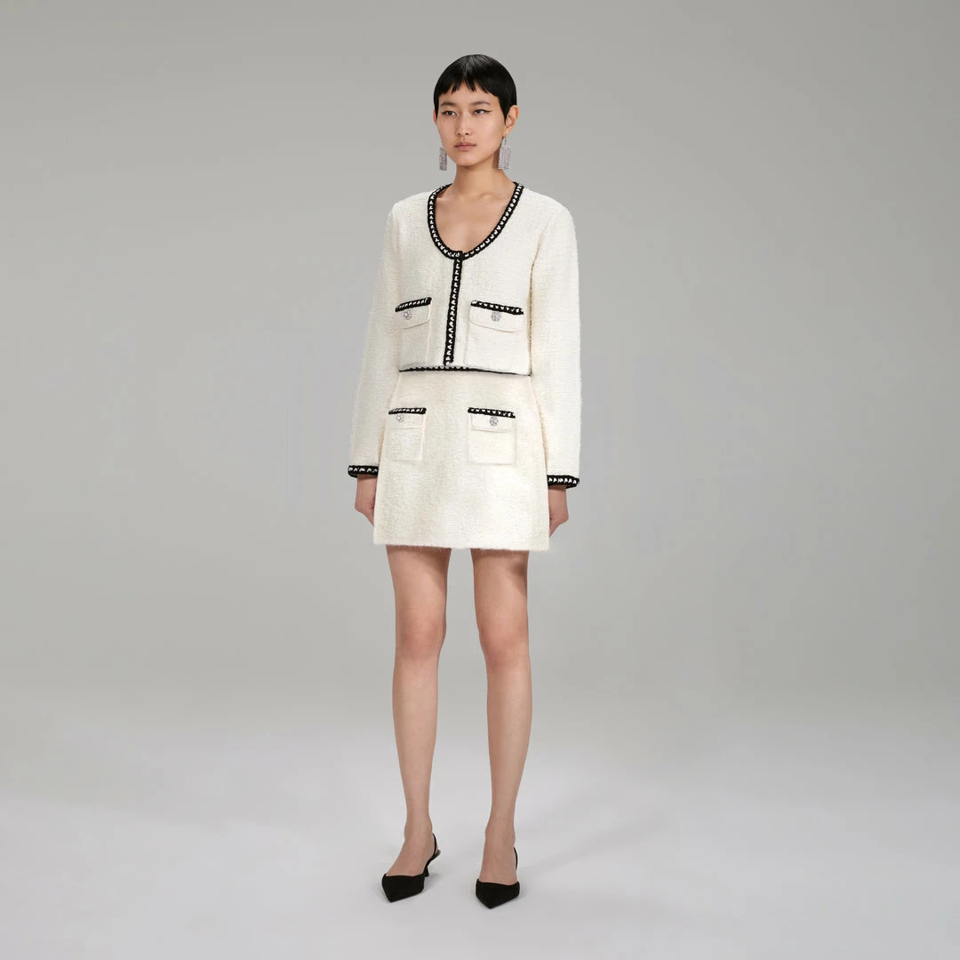 Self-portrait White Knit Mini Skirt