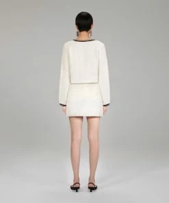 Self-portrait White Knit Mini Skirt