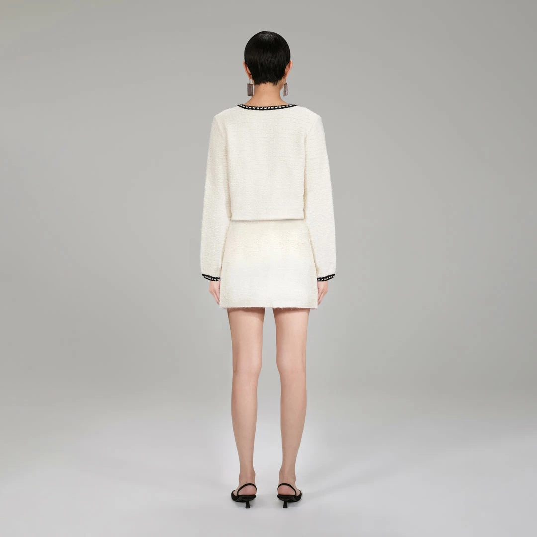Self-portrait White Knit Mini Skirt