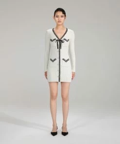Self-portrait NEW ARRIVALS Ivory Knit Bow Dress