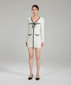 Self-portrait NEW ARRIVALS Ivory Knit Bow Dress