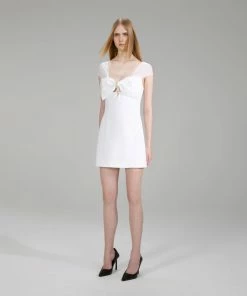 Self-portrait White Heavy Crepe Bow Mini Dress