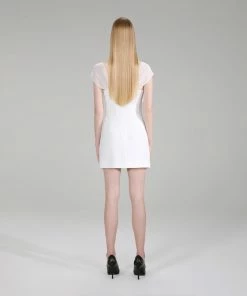 Self-portrait White Heavy Crepe Bow Mini Dress