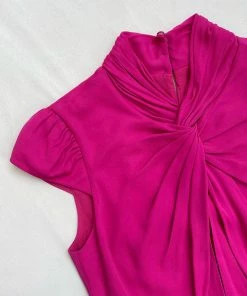 Self-portrait Pink Stretch Crepe Midi Ruched Dress