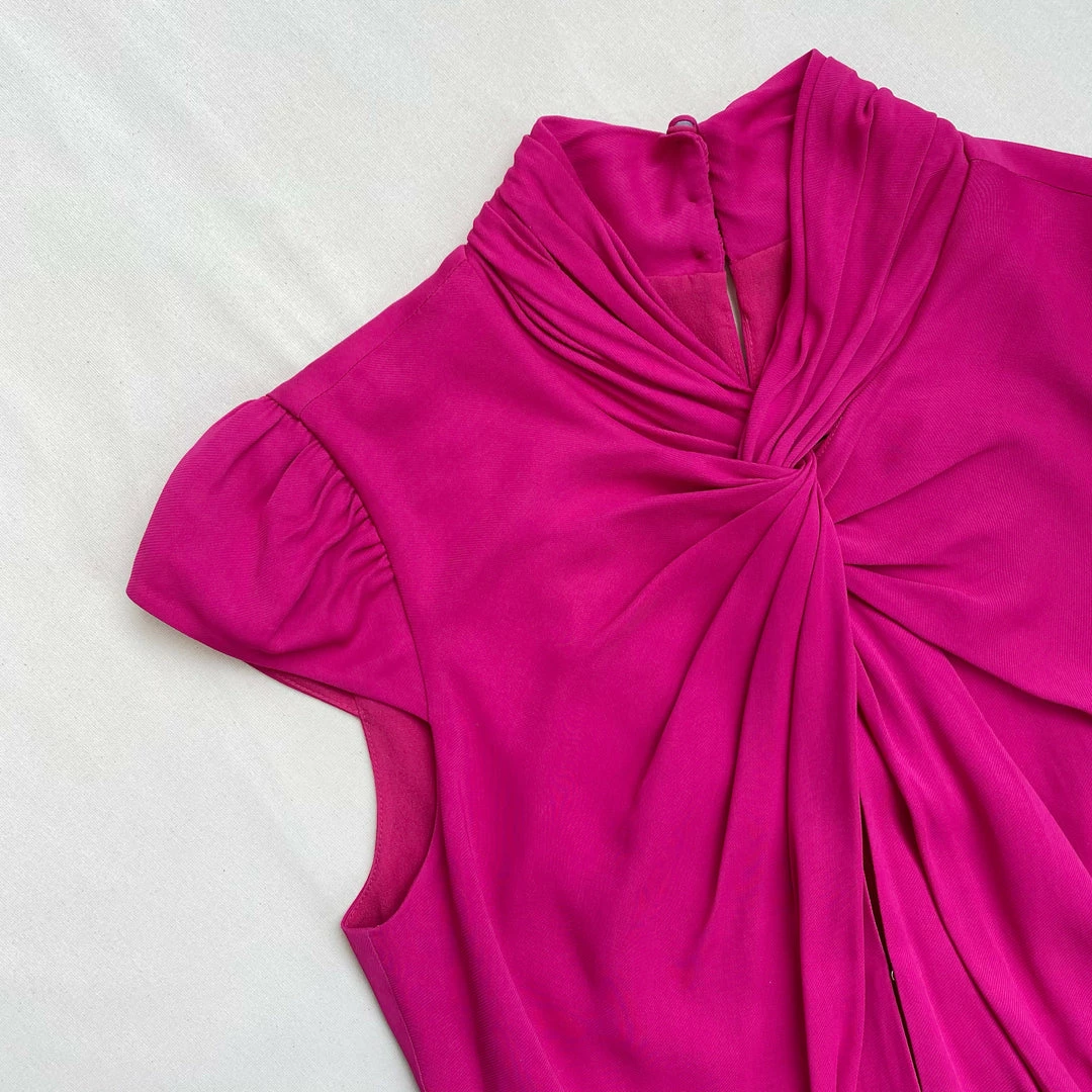Self-portrait Pink Stretch Crepe Midi Ruched Dress