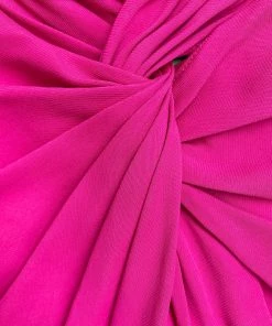 Self-portrait Pink Stretch Crepe Midi Ruched Dress