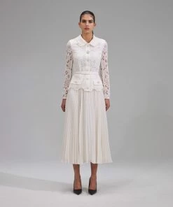 Self-portrait Ivory Floral Motif Guipure Midi Dress NEW ARRIVALS