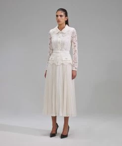 Self-portrait Ivory Floral Motif Guipure Midi Dress NEW ARRIVALS