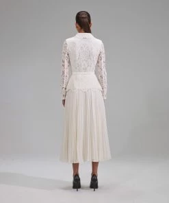 Self-portrait Ivory Floral Motif Guipure Midi Dress NEW ARRIVALS