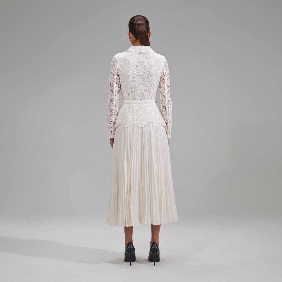 Self-portrait Ivory Floral Motif Guipure Midi Dress NEW ARRIVALS