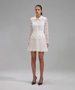 Self-portrait Ivory Floral Motif Guipure Mini Dress NEW ARRIVALS