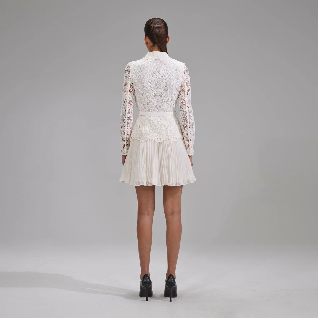 Self-portrait Ivory Floral Motif Guipure Mini Dress NEW ARRIVALS