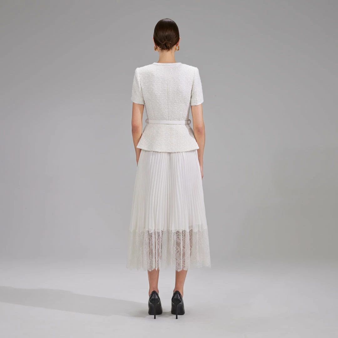 Self-portrait NEW ARRIVALS Cream Boucle Tailored Midi Dress