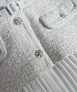 Self-portrait NEW ARRIVALS Cream Boucle Tailored Midi Dress