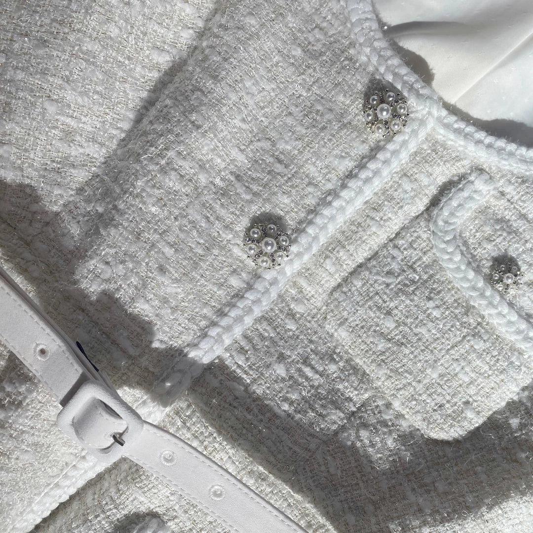 Self-portrait NEW ARRIVALS Cream Boucle Tailored Midi Dress