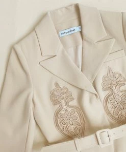 Self-portrait NEW ARRIVALS Tailored Crepe Lace Detail Midi Dress