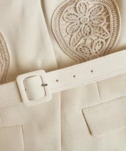 Self-portrait NEW ARRIVALS Tailored Crepe Lace Detail Midi Dress