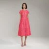 Self-portrait Bright Pink Peony Midi Dress