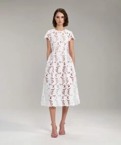 Self-portrait READY TO WEAR White Peony Midi Dress