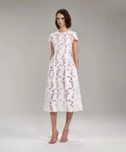Self-portrait READY TO WEAR White Peony Midi Dress
