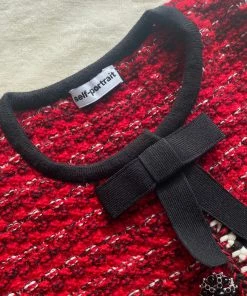 Self-portrait Red Melange Contrast Trim Knit Dress KIDS