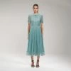 Self-portrait Sage Lace Trim Midi Dress READY TO WEAR
