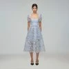 Self-portrait Powder Blue Guipure Lace Midi Dress
