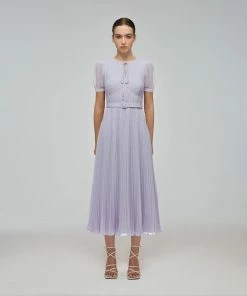 Self-portrait READY TO WEAR Lilac Chiffon Midi Dress